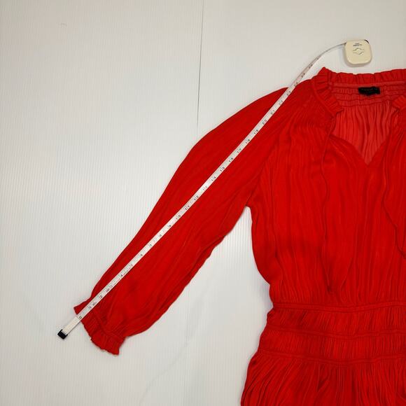 Anthropologie Poppy Mini Dress Red Smocked Medium Cottagecore Coquette Festival - Picture 7 of 16